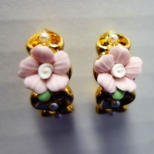 AVON Flower & Hearts with Faux Pearl Earrings